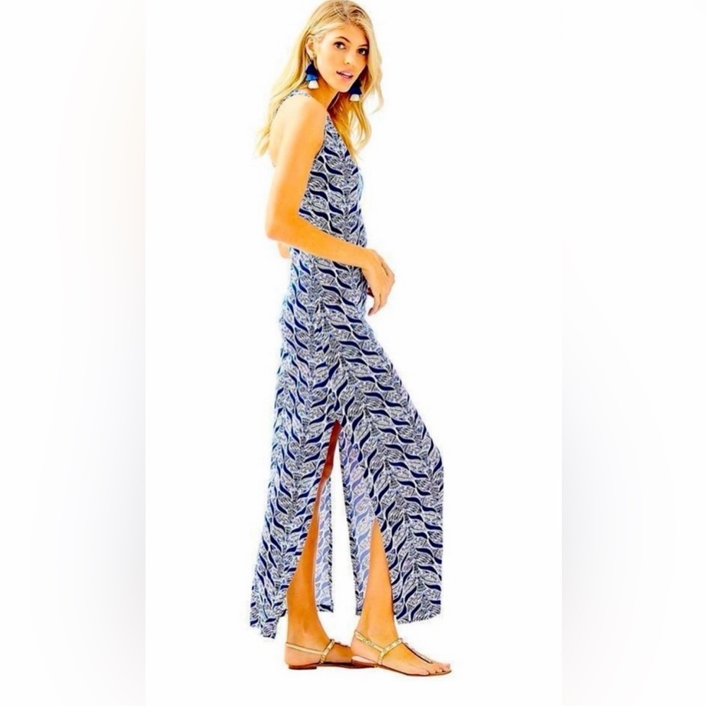 Lilly Pulitzer Navy and White Mermaid Tail Maxi Dress